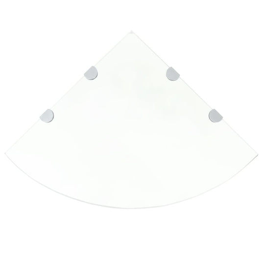 Hjørnehylde med forkromede beslag, glas transparent 45x45 cm