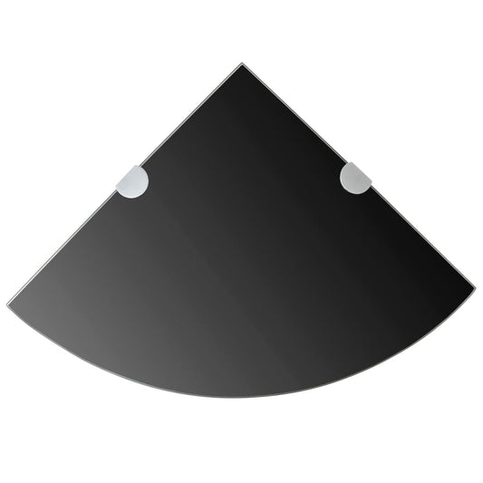 Hjørnehylde med forkromede beslag Glas Sort 25 x 25 cm