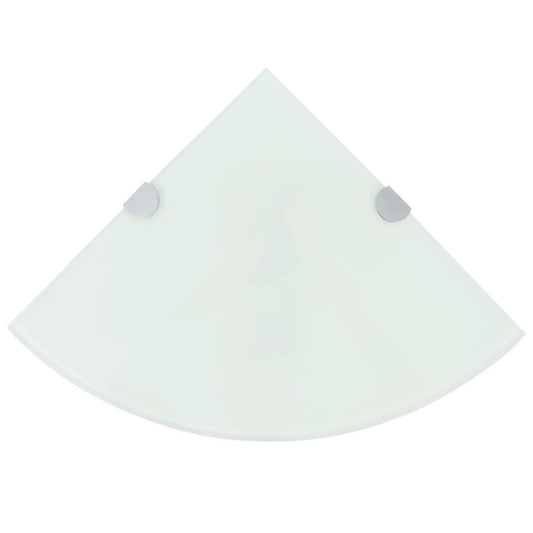Hjørnehylde med forkromede beslag glas hvid 35x35 cm