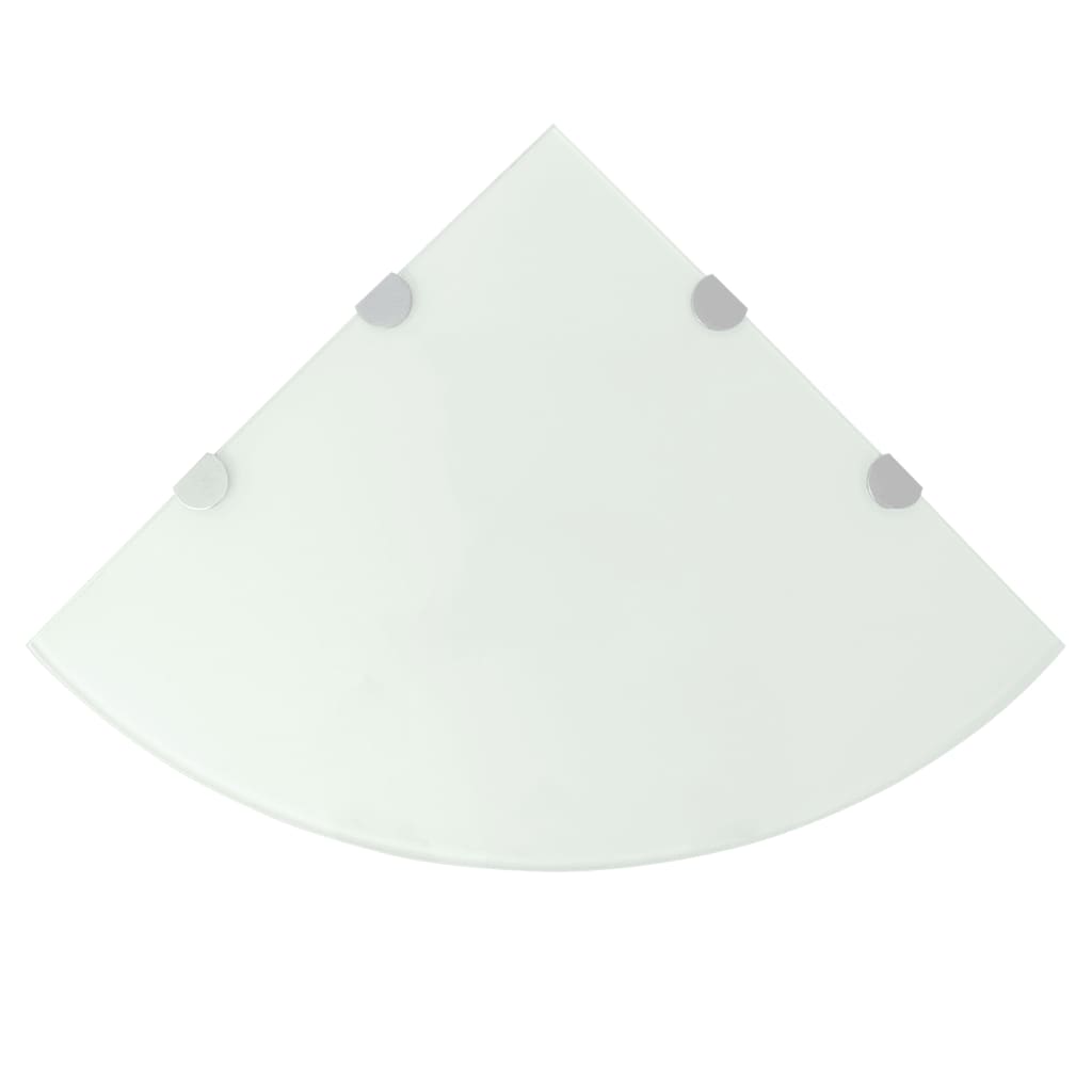 Hjørnehylde med forkromede beslag glas hvid 45 x 45 cm