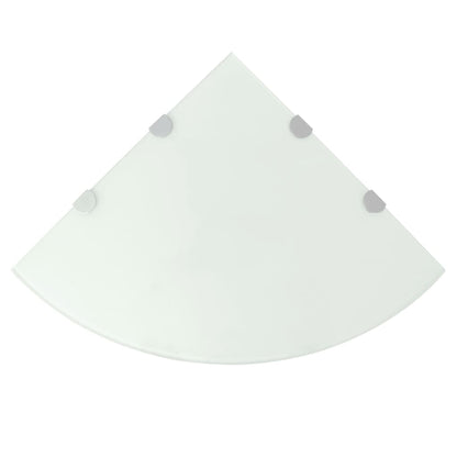 Hjørnehylde med forkromede beslag glas hvid 45 x 45 cm