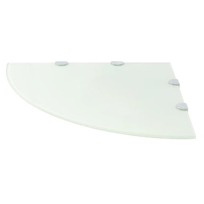 Hjørnehylde med forkromede beslag glas hvid 45 x 45 cm