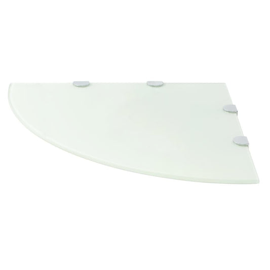 Hjørnehylde med forkromede beslag glas hvid 45 x 45 cm
