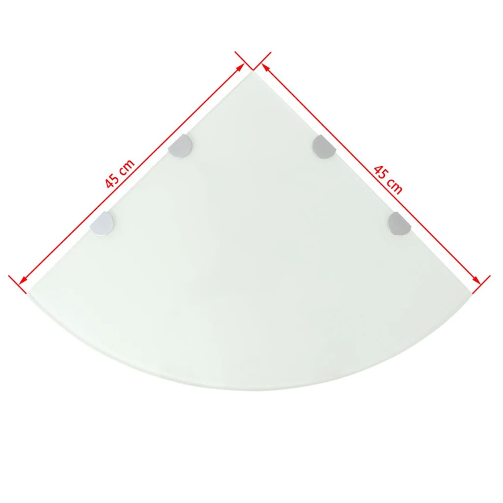 Hjørnehylde med forkromede beslag glas hvid 45 x 45 cm