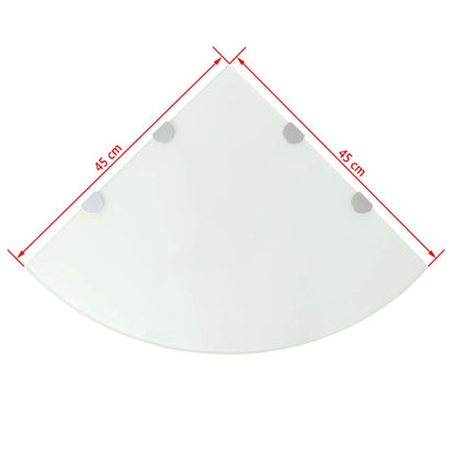 Hjørnehylde med forkromede beslag glas hvid 45 x 45 cm