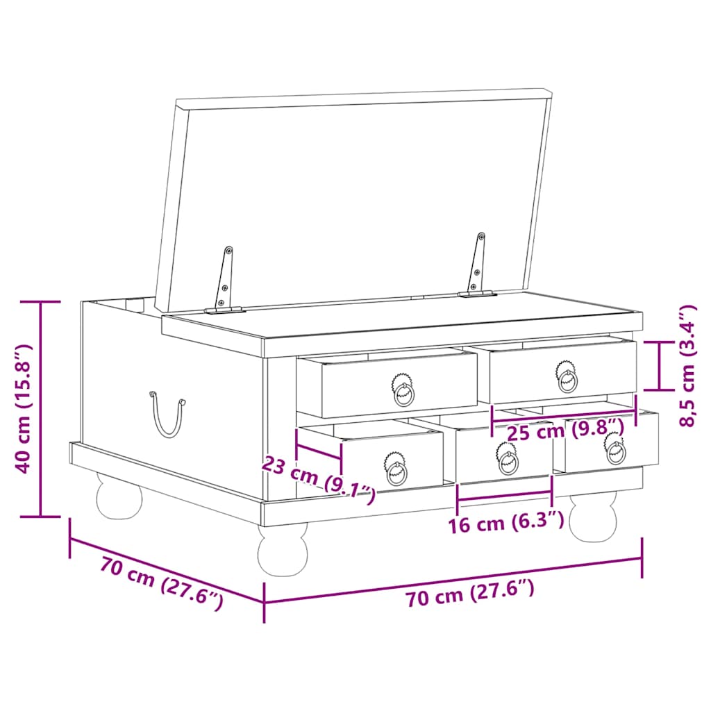Couchtisch Altholz 70x70x38 cm