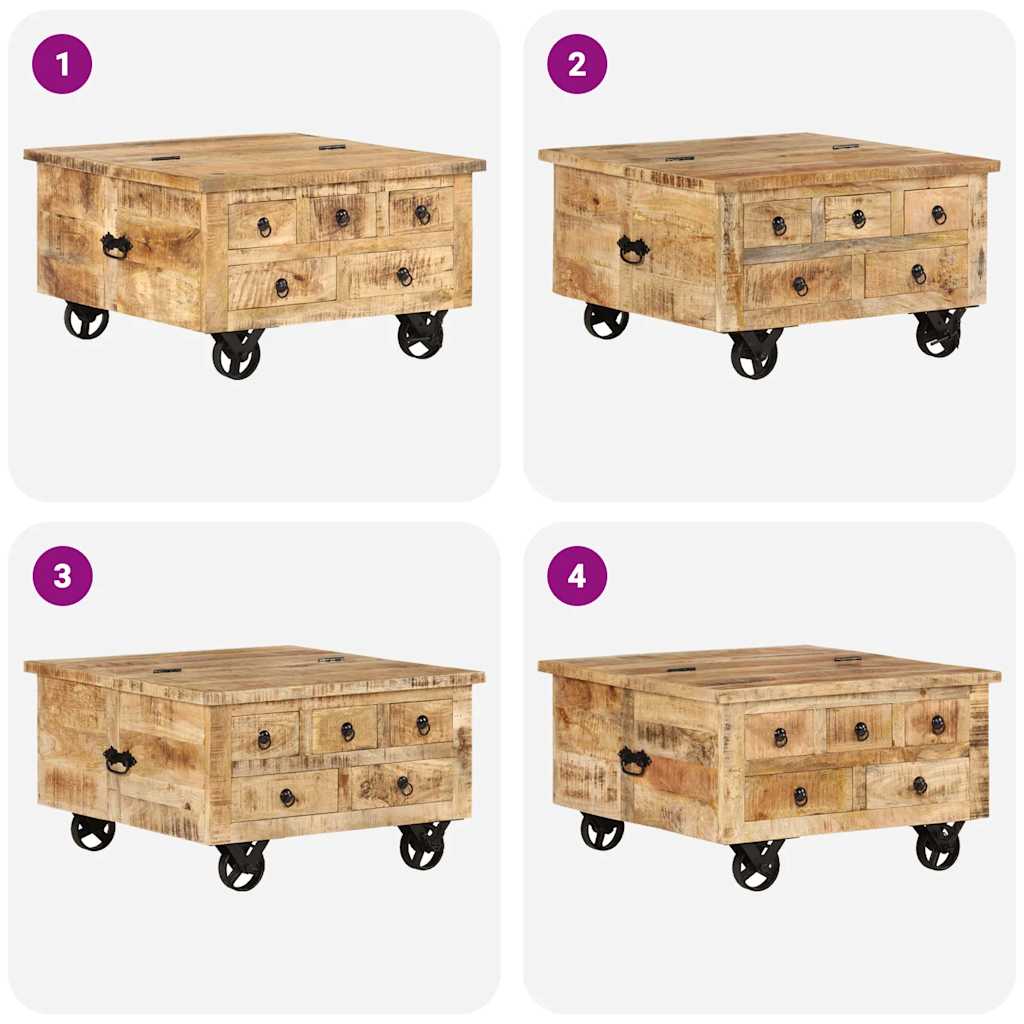 Couchtisch Raues Mangoholz 70x70x40 cm