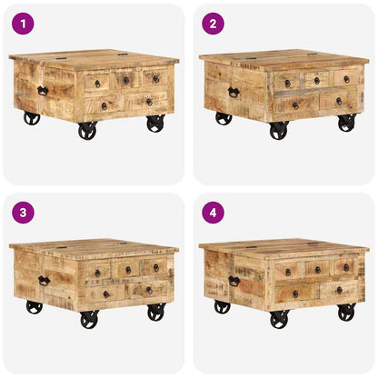 Couchtisch Raues Mangoholz 70x70x40 cm