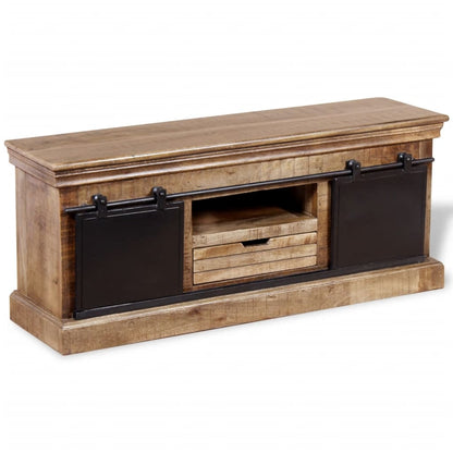 Tv-møbel med 2 skydelåger massivt mangotræ 110x30x45 cm