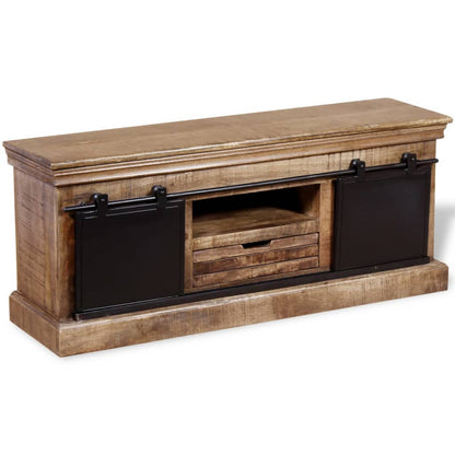 Tv-møbel med 2 skydelåger massivt mangotræ 110x30x45 cm