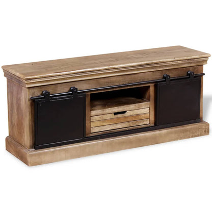 Tv-møbel med 2 skydelåger massivt mangotræ 110x30x45 cm