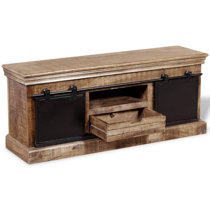 Tv-møbel med 2 skydelåger massivt mangotræ 110x30x45 cm