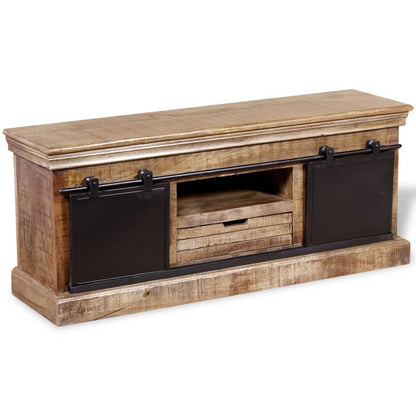 Tv-møbel med 2 skydelåger massivt mangotræ 110x30x45 cm