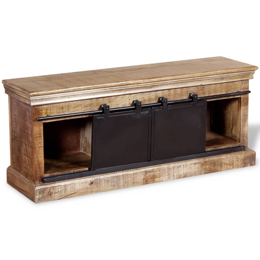 Tv-møbel med 2 skydelåger massivt mangotræ 110x30x45 cm