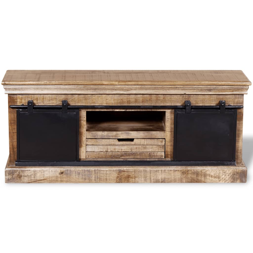 Tv-møbel med 2 skydelåger massivt mangotræ 110x30x45 cm