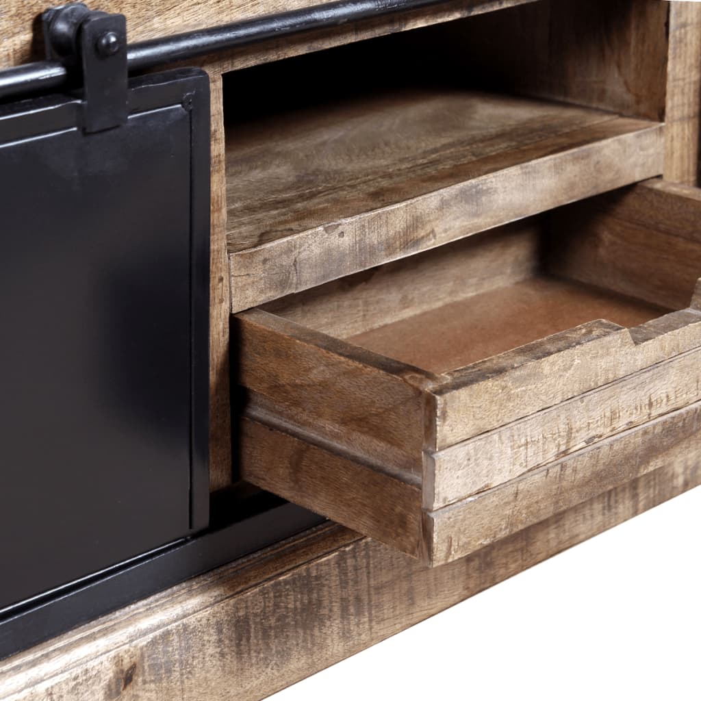 Tv-møbel med 2 skydelåger massivt mangotræ 110x30x45 cm