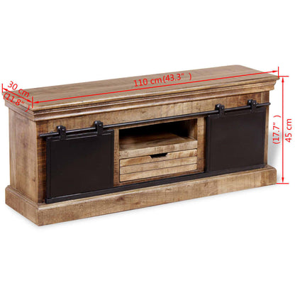 Tv-møbel med 2 skydelåger massivt mangotræ 110x30x45 cm