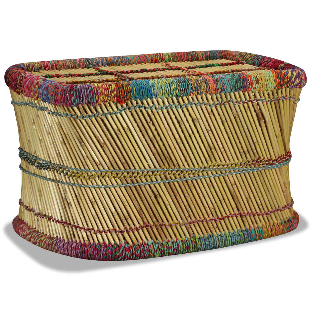 Couchtisch Bambus mit Chindi-Details Mehrfarbig
