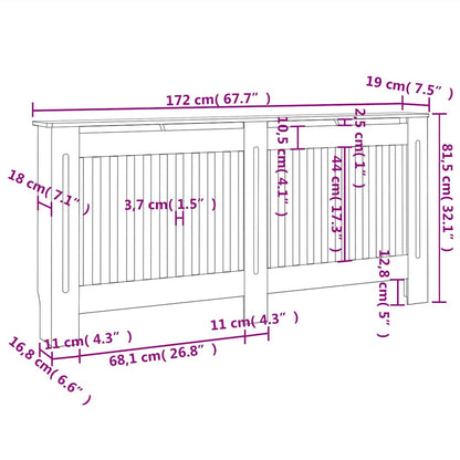 Heizkörperabdeckung Weiß MDF 172 cm
