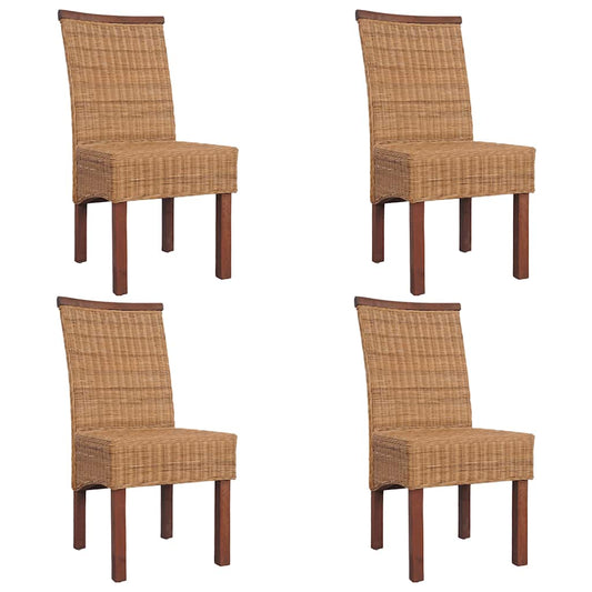 Esszimmerstühle 4 Stk. Braun Natur Rattan