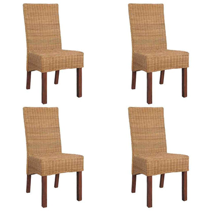 Esszimmerstühle 4 Stk. Braun Natur Rattan