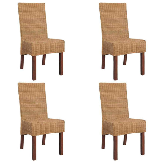 Esszimmerstühle 4 Stk. Braun Natur Rattan