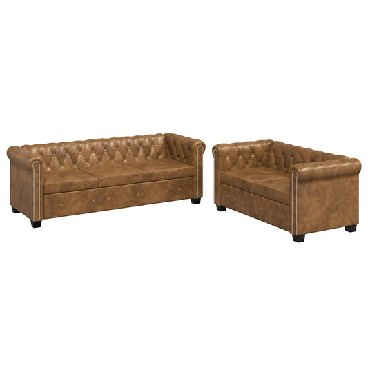 Chesterfield-Sofas 2-Sitzer und 3-Sitzer Braun