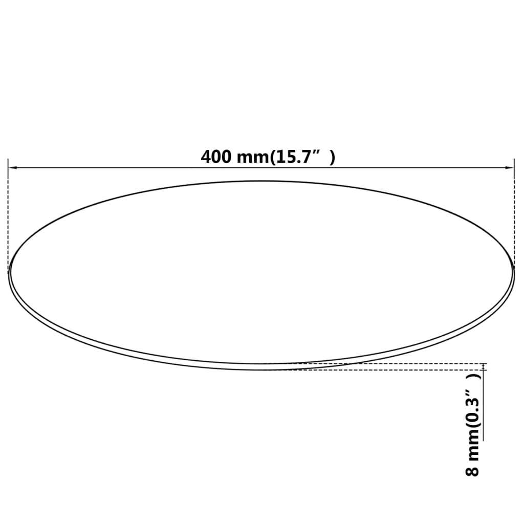 Tischplatte aus gehärtetem Glas rund 400 mm