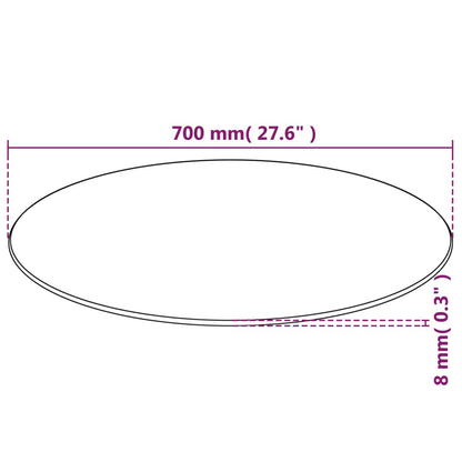 Bordplade af hærdet glas Rund 700 mm
