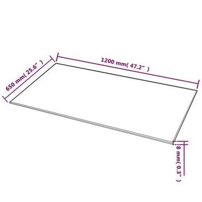Bordplade af hærdet glas Rektangulær 1200 x 650 mm
