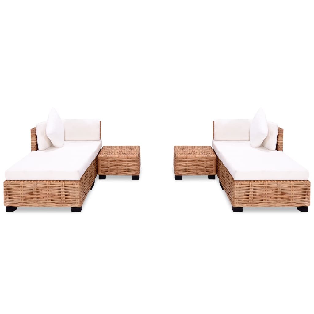 Sofagarnitur 16-tlg. Natürliches Rattan