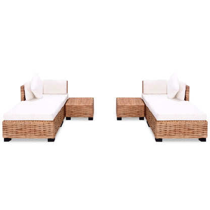 Sofagarnitur 16-tlg. Natürliches Rattan