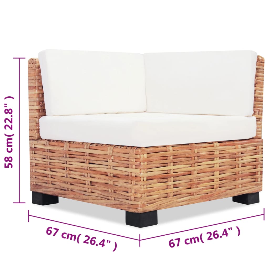 Sofagarnitur 16-tlg. Natürliches Rattan
