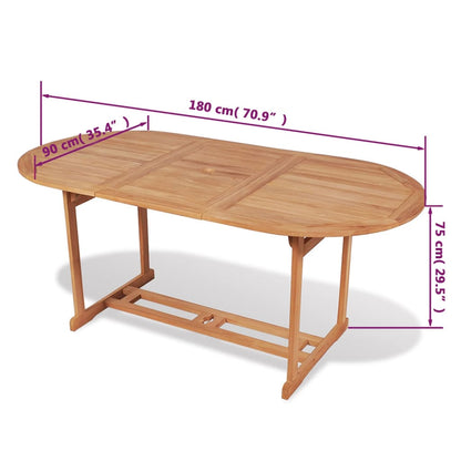 Gartentisch 180x90x75 cm Massivholz Teak