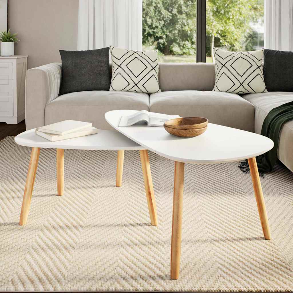 2-tlg. Couchtisch-Set Massivholz Kiefer Weiß