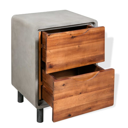 Nachttisch Beton Massivholz Akazie 40x30x50 cm