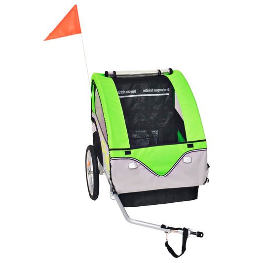 Fahrradanhänger Grau und Grün 30 kg