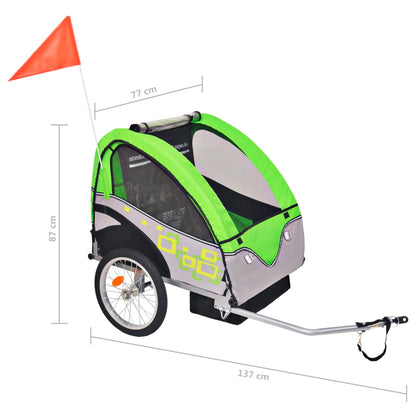 Fahrradanhänger Grau und Grün 30 kg