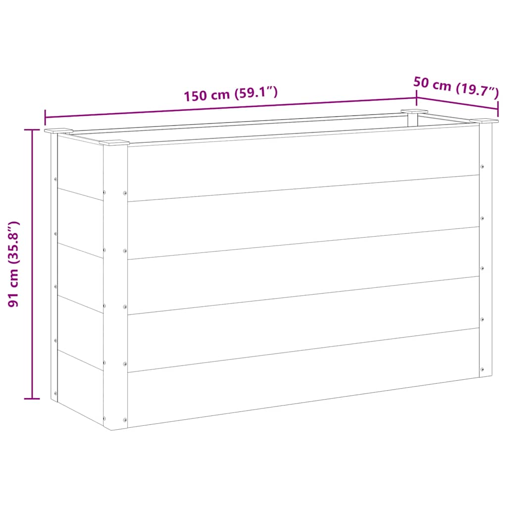 Garten-Hochbeet WPC 150 x 50 x 91 cm Grau