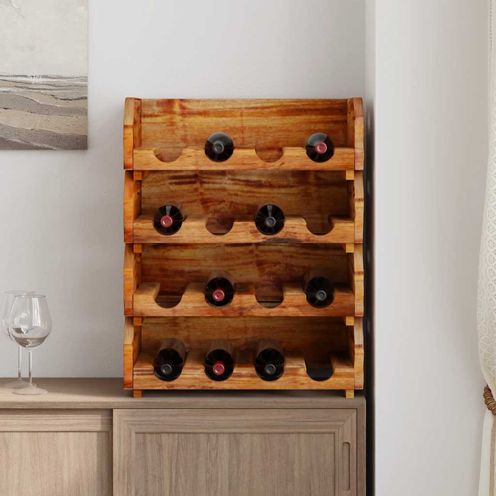 Weinregale 4 Stk. für 16 Flaschen Massives Mahagoniholz