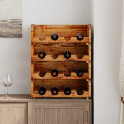 Weinregale 4 Stk. für 16 Flaschen Massives Mahagoniholz