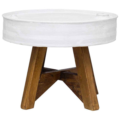 Couchtisch Altholz Massiv 60x45 cm Weiß