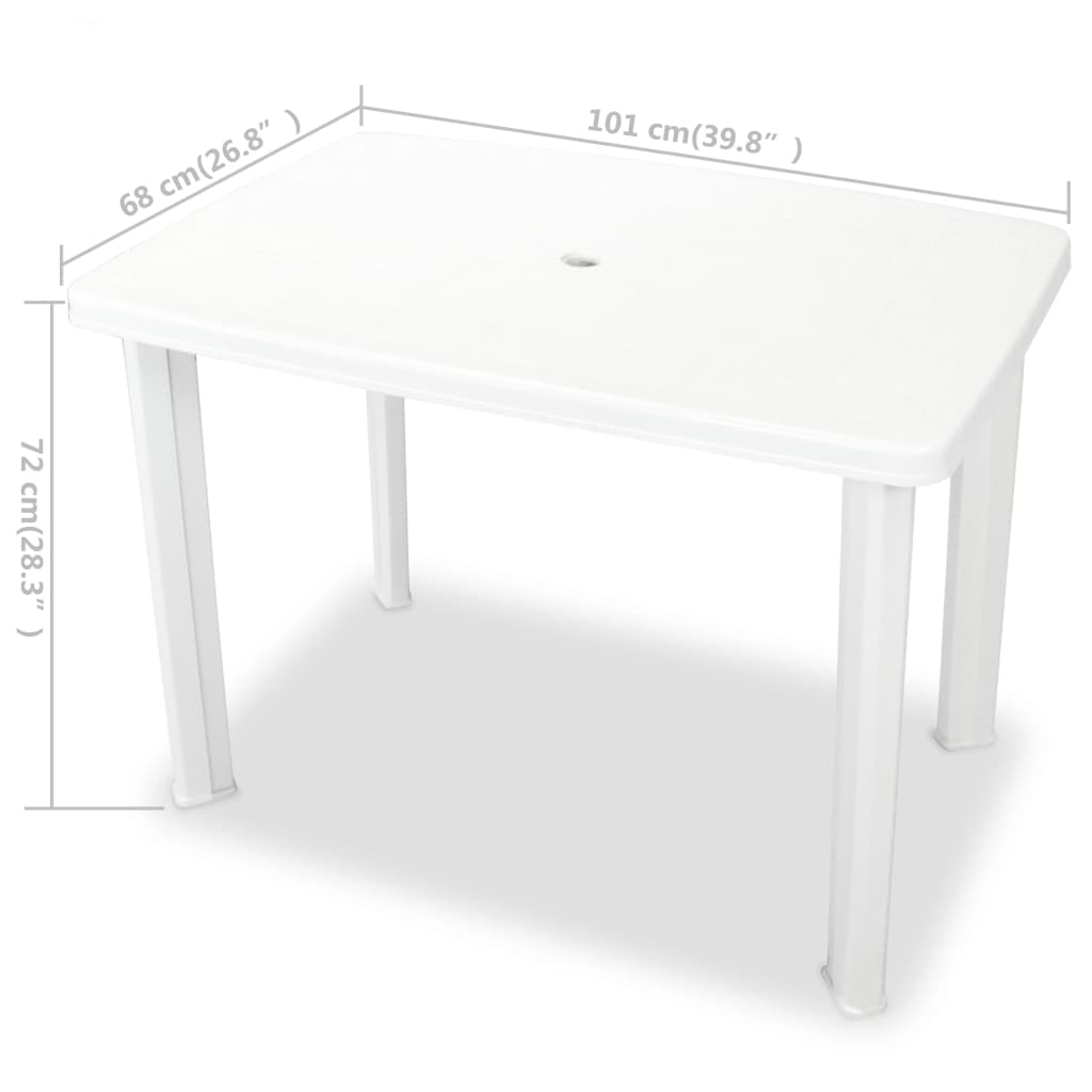 Havebord Hvid 101x68x72 cm Plast