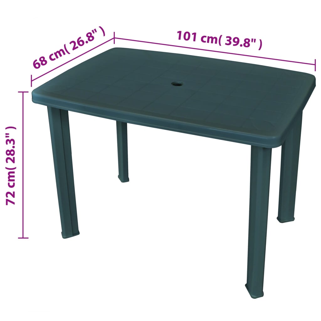 Havebord Grøn 101x68x72 cm Plast