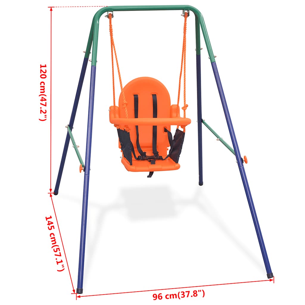 Kleinkinder-Schaukelset mit Sicherheitsgeschirr Orange