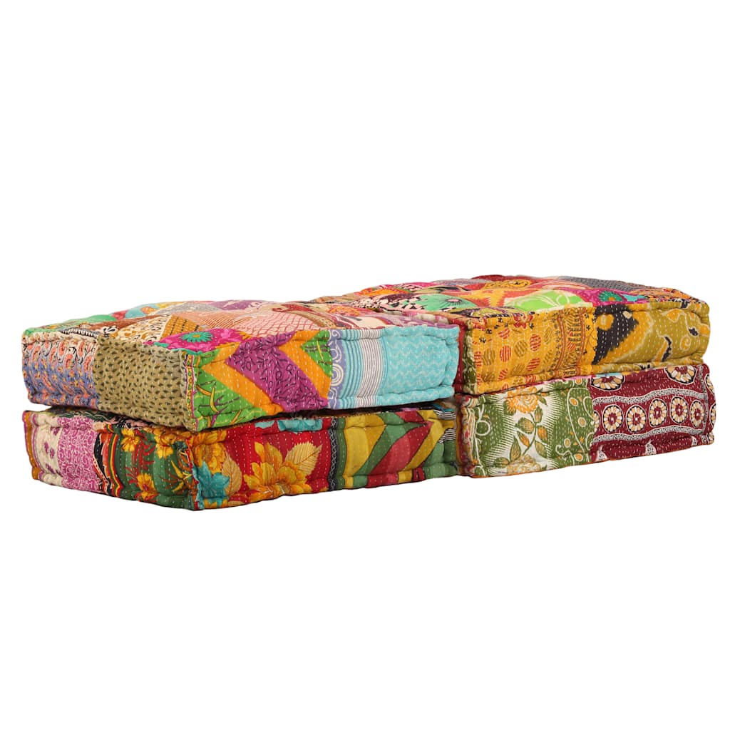 2-Sitzer Modularer Pouf Patchwork Stoff