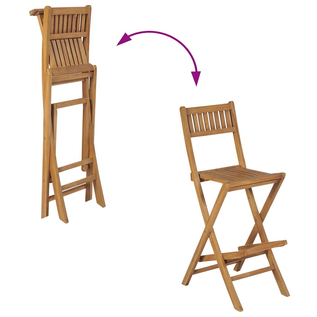 Klappbare Garten-Barhocker 2 Stk. Massivholz Teak