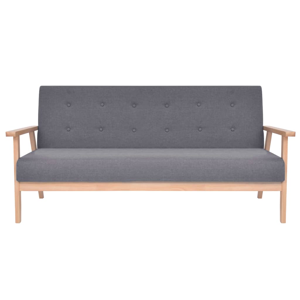 Sofa-Set 2-tlg. Stoff Dunkelgrau