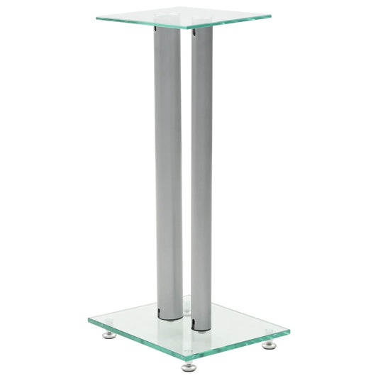 Lautsprecherständer Säulen-Design 2 Stk. Hartglas Silbern