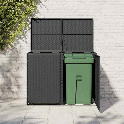 Mülltonnenbox für 2 Tonnen Poly Rattan Schwarz 148x80x111 cm